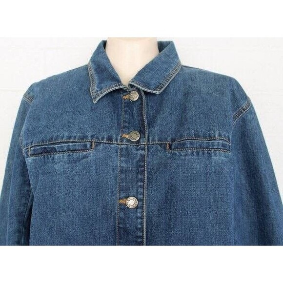 Chico's Design 2 L 12 Boho Chic Heavily Embroidered Back Vintage Denim Jacket. - Picture 4 of 5